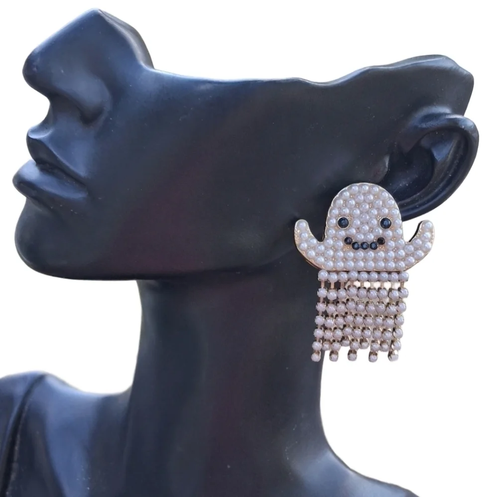 BaubleBar Spooky Ghost Dangle Earrings with Faux Pearl & Rhinestone Beading